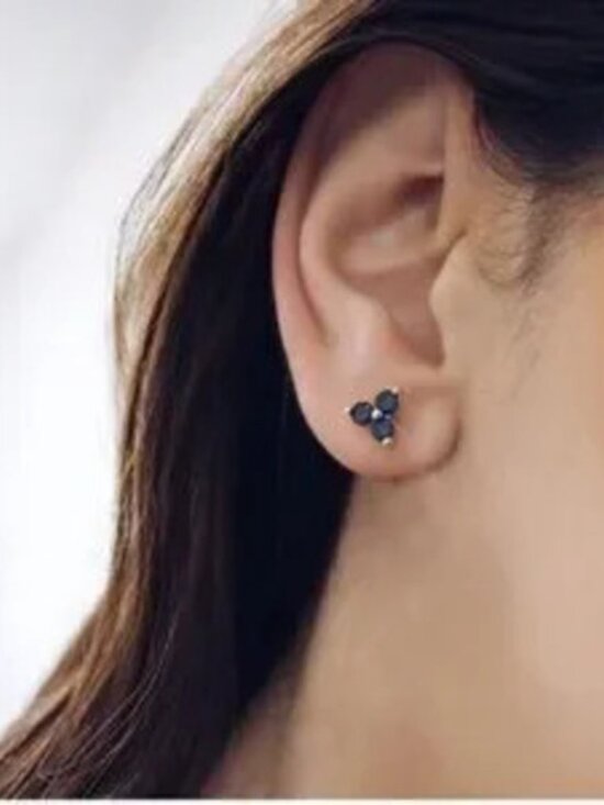 Jewelry - 14k Gold Plated Blue CZ Stud Earrings